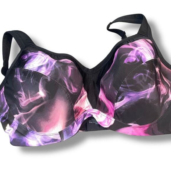 Torrid Active 40DDD Sports Bra 40F Underwire Smoke Print Run High Impact Purple - Picture 3 of 14